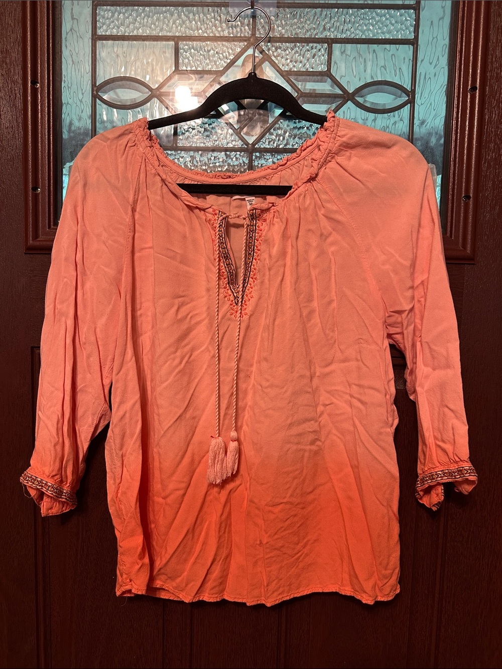 Sonoma Coral Tassel Peasant Tunic